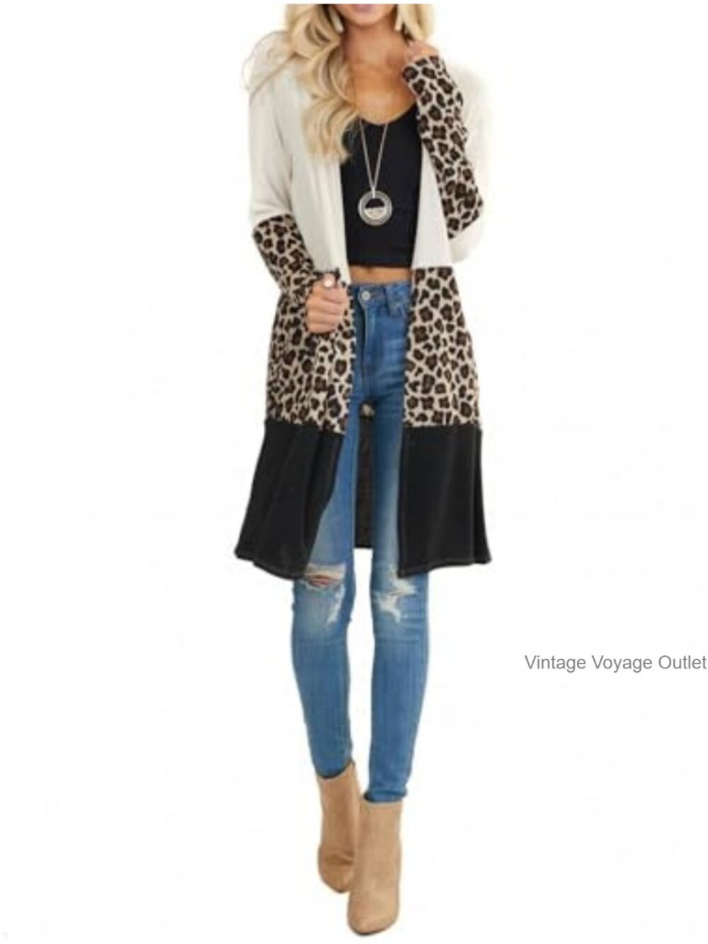 Open Front Long Cardigan Draped Buffalo Plaid Kimono Knit Sweater - Picture 3 of 6
